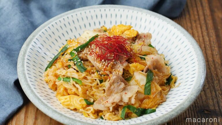 【豚キムチそうめんチャンプルー】スタミナアレンジ！夏のがっつり麺♪