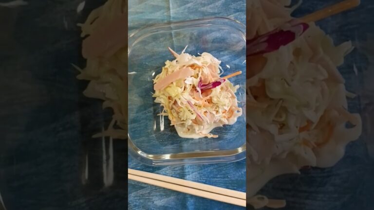 千切りキャベツとハムの簡単コールスローサラダしました