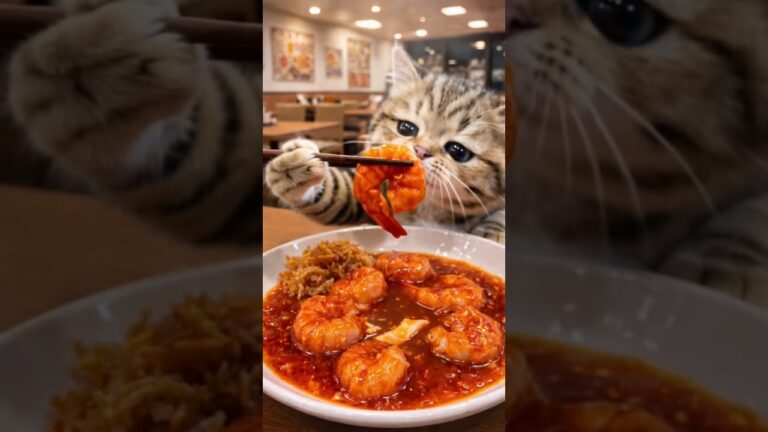 【AI猫】バーミヤンで海老チリを食べる