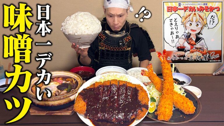 【大食い】日本一認定！日本一デカい味噌カツ…桁違いすぎて笑った。【みそかつの三河屋】【武士飯】