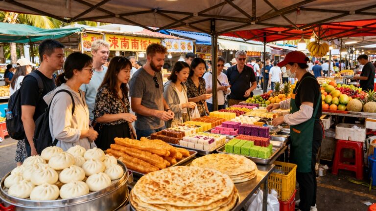 中国海南三亚全是外地人的早市VS本地人最爱的美食街，品尝两种不同风味的中国街头美食！