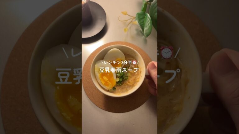 【レンチン3分半⏰豆乳春雨スープ🔥】レシピはコメント欄に🌙* :ﾟ