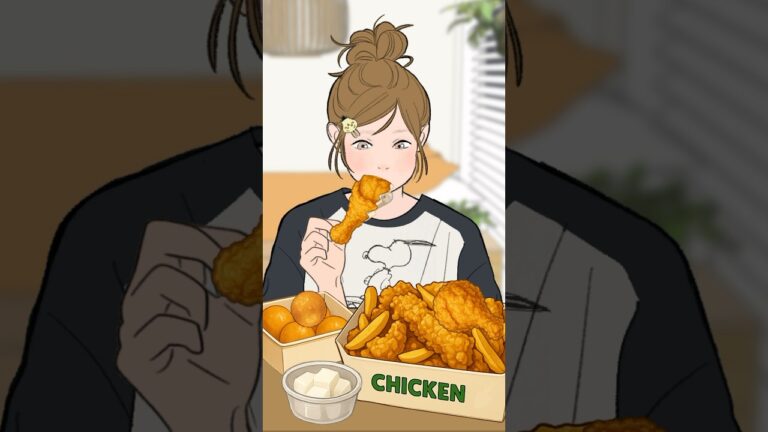 ASMR|チキンモッパン🍗映画始まるまで長すぎて食べ終わる桜子さん#shorts #asmr #モッパン #アニメ