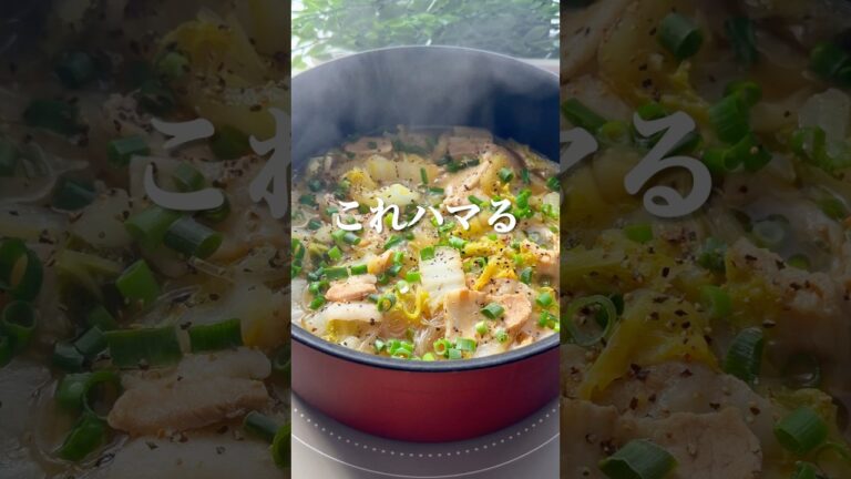 【簡単レシピ】白菜と豚バラの旨みたっぷり春雨スープ｜切って煮るだけで激ウマ