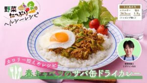 カロリー控えめ・メタボ予防／春キャベツのサバ缶ドライカレー