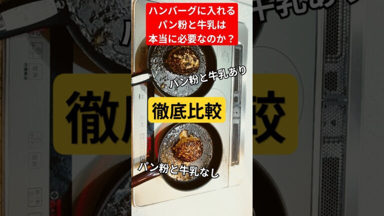 【徹底比較】ハンバーグに入れる『パン粉と牛乳』は本当に必要なのか？同時に作って検証したら衝撃的な結果がでた！#shorts