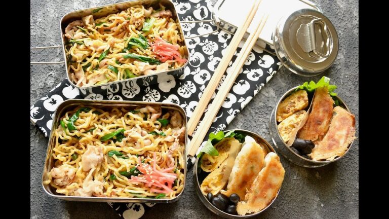 【お弁当作り】豚ニラ塩やきそば弁当の作り方〜How to make Japanese bento lunch box〜