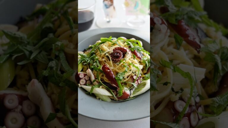 タコと大葉のペペロンチーノ作った結果🍝🐙ww #shorts #pasta