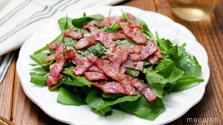 【ほうれん草とベーコンのサラダ】ポン酢ドレッシングが絶品！簡単おいしい♪