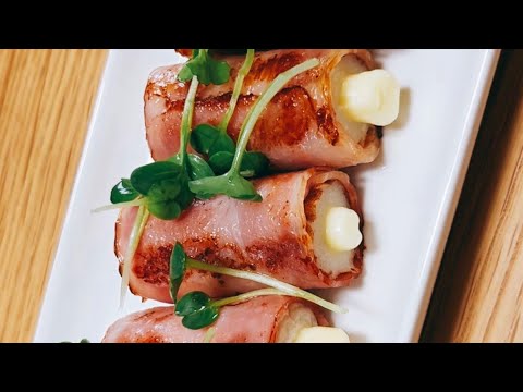 【簡単おつまみ】ちくわチーズのベーコン巻き♩
