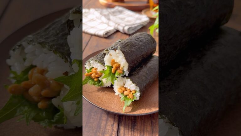 1パックで3本作れる🙌納豆の太巻きwith大葉巻き