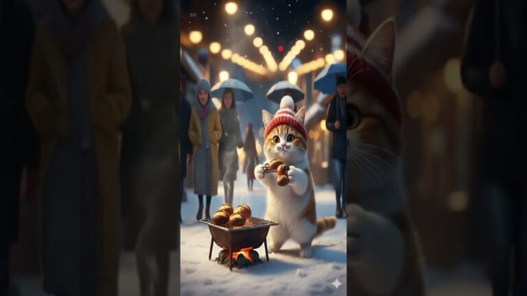 焼き栗いかがですか？」って、猫が言ったら… 🌰🐱 #shorts #kawaii #japanstreet #winternight #chestnuts #KPopDemonHunters