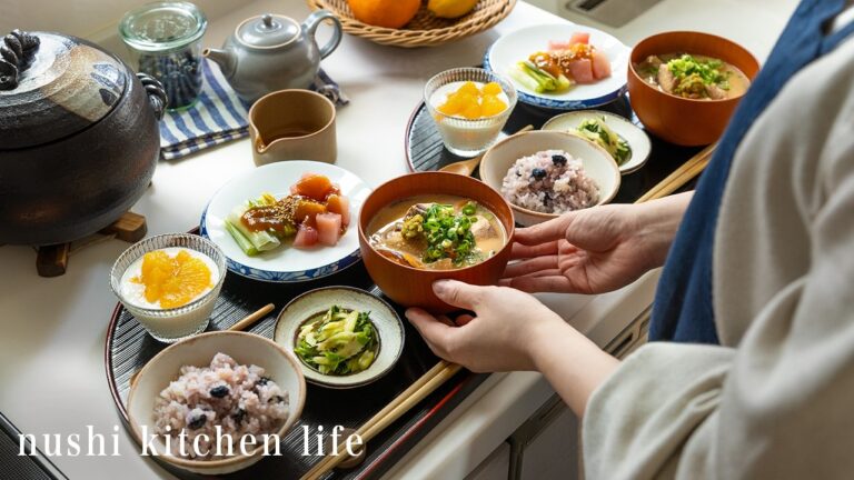 # 142 旬の魚と甘い朝食の整えごはん, 食事を大切にする2人暮らしの献立【暮らしと食のvlog】Gentle Seasonal Table