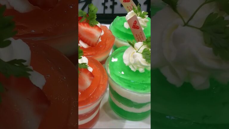3色ゼリー【レシピあり】#菓子研#お菓子#ゼリー#イチゴ#いちご#苺#ミント#ミルク#牛乳#レシピ#夏#ゼラチン#お菓子作り#vlog