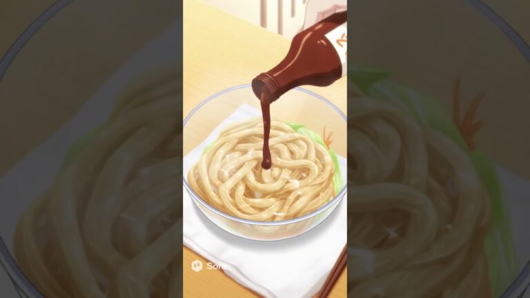 レンチンでソース焼きうどん#ズボラ飯 #ゆるカワごはん #癒し動画 #おうちごはん #日常アニメ
