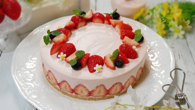 いちごのムースケーキの作り方 How To Make Strawberry No-Bake cheesecake
