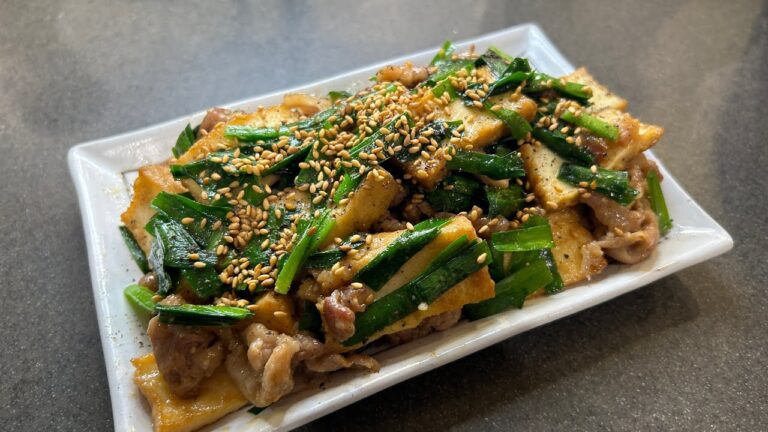 豚肉と厚揚げの味噌ニラ炒め