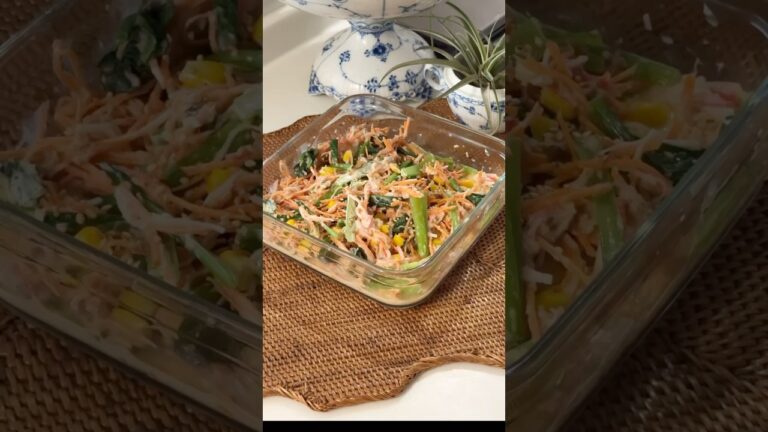 【レンジで簡単】おかずになる小松菜のツナマヨサラダ🥗# #簡単レシピ #小松菜レシピ # #料理 #今日の晩ごはん