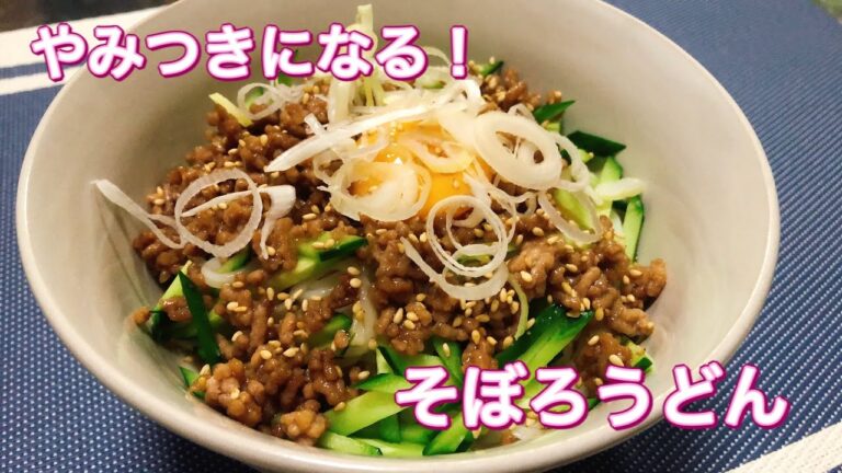 【一人暮らし男料理】そぼろが想像以上にうどんと絡む！！『そぼろうどん』