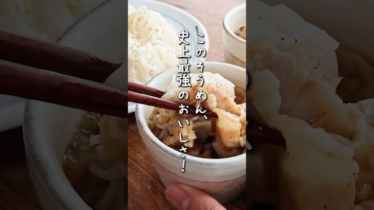 そうめん、つゆで食べるの美味しいけど飽きてくるよね…そんなときにはアレンジで楽しも！肉とネギで旨み爆発！子どももいっぱい食べる！
