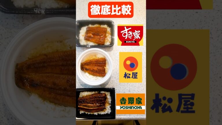 【徹底比較】牛丼チェーン大手3社の『うな丼』どこが美味しいの？同時に揃えてて順位つけたら1位は意外な結果に！#shorts