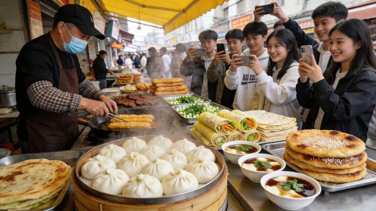 中国江苏本地年轻人喜爱的早市vs人气网红美食街！手工鸡蛋小饼，大锅米糕，诱人的五花肉卷，街头牛排便宜实惠，肉量超大的肉夹馍！从白天拍到黑夜，感受这座美食之城从早到晚的热闹烟火气！