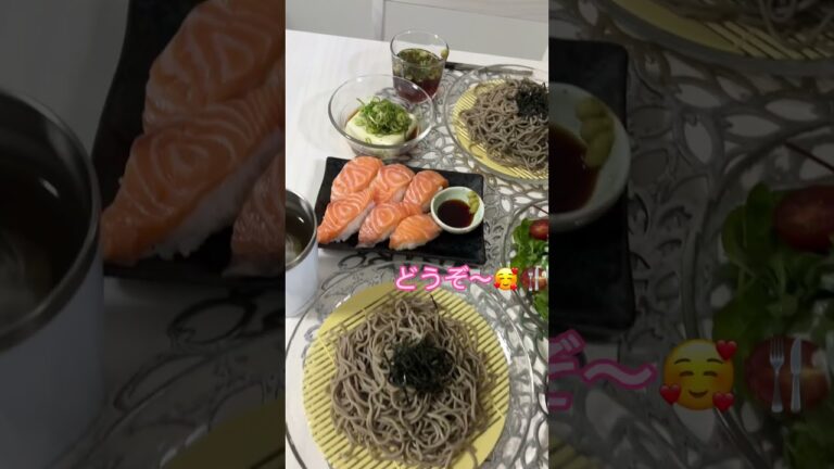 お蕎麦とお寿司🍣とサラダ🥗です🥰🍴 #おうちごはん #私のリアル飯 #簡単料理