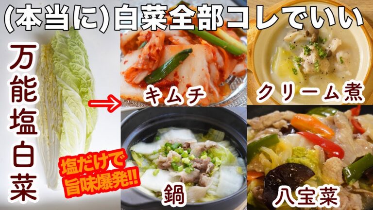 【白菜と豚肉だけで作れる鍋が絶品！！】簡単なのに美味しすぎる万能塩白菜とそのアレンジ。クリーム煮からキムチまで。四毒抜きの食生活にも最適♡白菜漬けや絶品鍋も!冬の作り置きに最適!