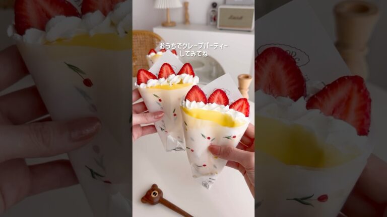材料3つレンジで簡単もちもちクレープ🍓 #お菓子作り #簡単スイーツ #簡単おやつ #クレープ #簡単レシピ #スイーツ #crepe #いちご #レンジレシピ #おうちカフェ
