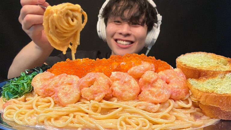 【ASMR】たらこパスタと海老マヨを合体させたら美味いのではないだろうか。【咀嚼音/mukbang/Eating Sounds】