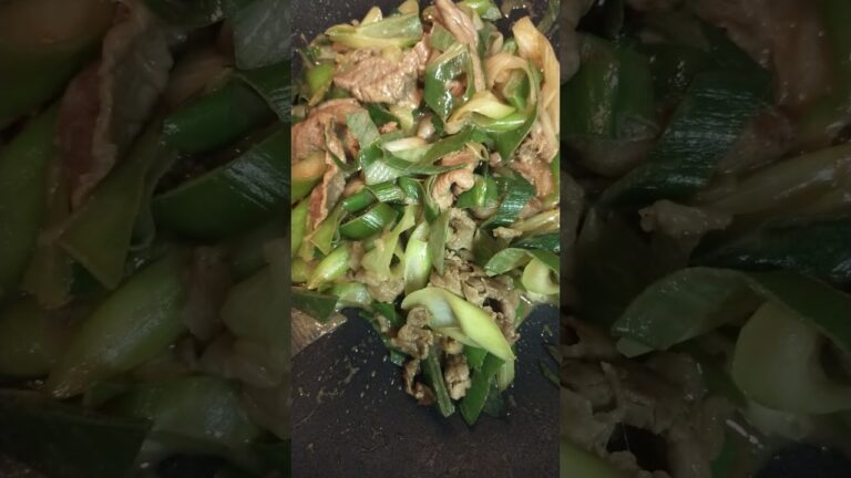 牛肉とネギの炒めもの。味付けは醤油と料理酒。(2023年12月2日) #Shorts