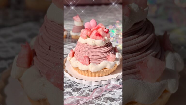 桃モンブラン🍑🤍雲の上に桃が浮かんでる〜❕🎂☁️💭⋆꙳ #vlog #cake #ケーキ #モンブラン #桃 #peach #タルト #チーズケーキ