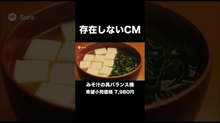 みそ汁の具バランス機｜豆腐とわかめ、いつも均等【存在しない懐かしいCM】 #shorts #sora2 #なつかしいcm