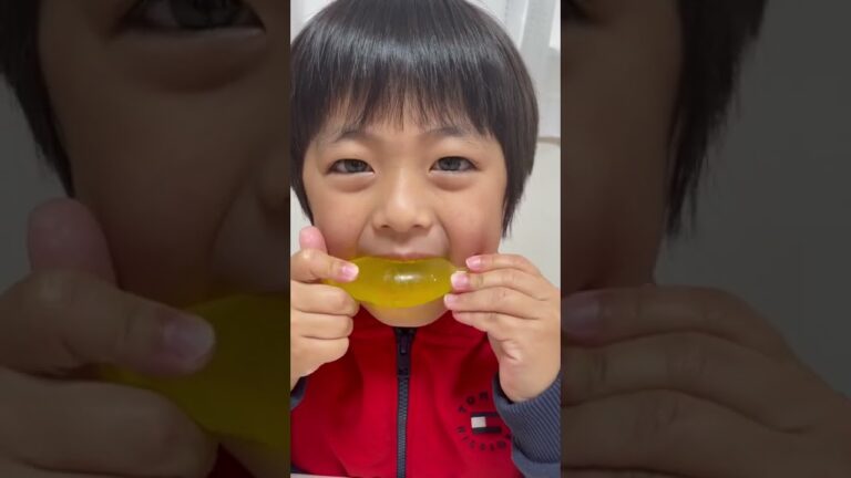 TikTokゼリーのマンゴー味を食べるみなくんとパパ😂　まりちゃんいずちゃんチャンネル　#shorts