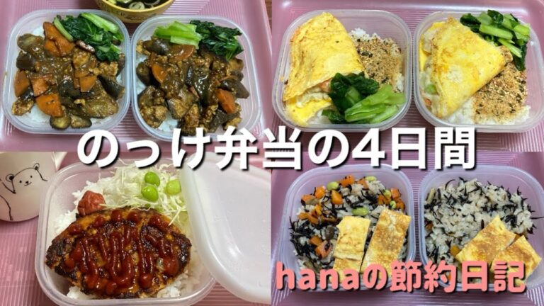 【のっけ弁当】介護しながら節約生活/茄子味噌/オムポテト/ハンバーグ/ひじき炊き込みご飯