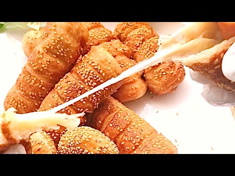 🔶サクサクで美味しいウインナーチーズ胡麻パン★SUB★Make dough in 15 minutes and taste sesame, cheese and Frankfurt