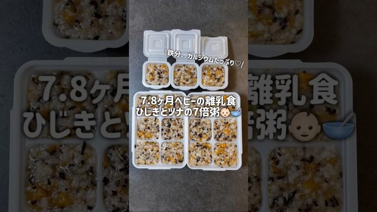 8ヶ月ベビーの離乳食👶🏻🥣 #離乳食#離乳食レシピ #7ヶ月ベビー#8ヶ月ベビー#2回食#ひじき#ツナ#お粥#7倍粥#離乳食中期#炊飯器#鉄分#栄養#簡単離乳食#離乳食ストック#shorts