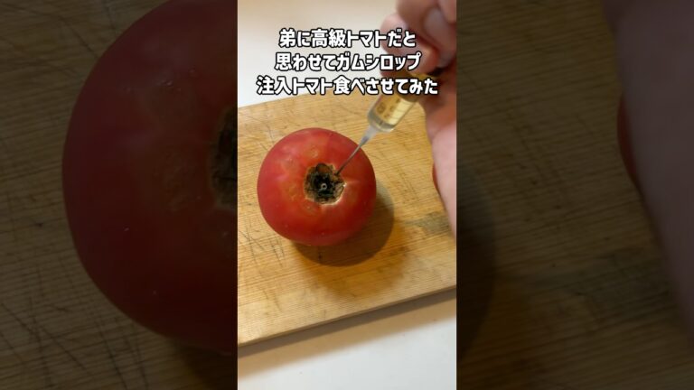 弟に高級トマトだと思わせてガムシロップ注入したトマト食べさせてみたww #兄弟 #ドッキリ
