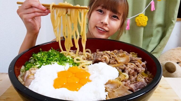 【大食い】牛すきお月見とろろうどん8人前