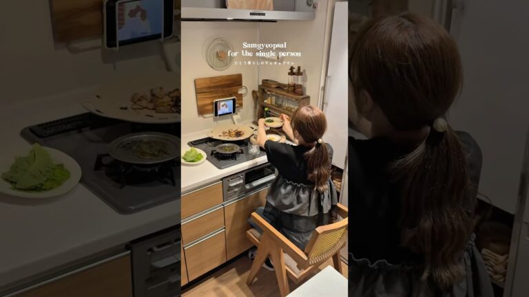 月に一度のサムギョプサルパーティ🥓 #一人暮らしvlog #焼肉