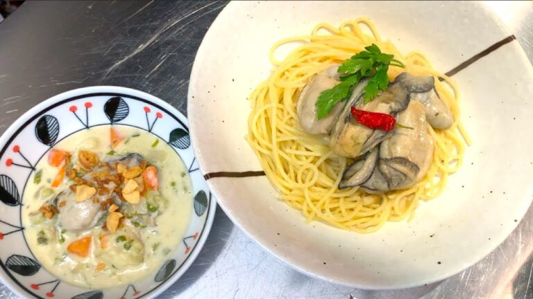 牡蠣のぺぺロンチーノと牡蠣のチャウダー、クラムチャウダーもいいけど牡蠣がやばい！【料理屋の賄い動画】