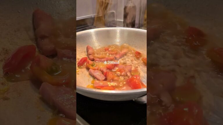 ベーコンほうれん草トマトの和風パスタ　#shorts #パスタ #パスタレシピ #ワンパンパスタ #時短レシピ