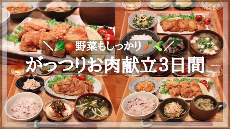 【３日間献立＃3】がっつり食べたい日のお肉盛りもり献立 / 毎日のご飯作り / 和食 / 料理動画