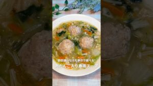 野菜嫌いな子も夢中で食べる❗️肉だんご入り春雨スープ😋