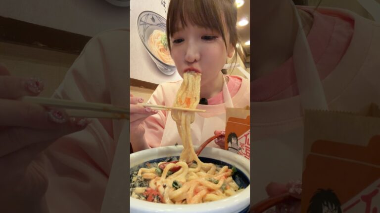 明太クリームおうどん爆食！！