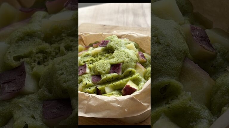 【レンジで4分】ホットケーキミックスで簡単💚抹茶さつまいも蒸しパン　#抹茶スイーツ #簡単レシピ #さつまいもスイーツ #レンジレシピ