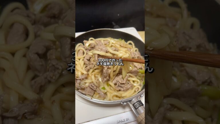 300円で作ったネギ塩焼きうどんが美味すぎた🎠#料理#節約レシピ#うどん