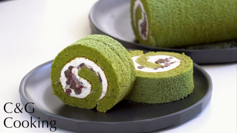 [ASMR] 抹茶と小豆のロールケーキの作り方 | お菓子作り | How to make Matcha roll cake asmr