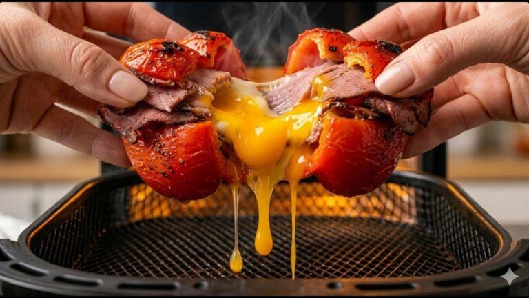 エアフライヤーのピーマンの中に卵を入れたら…こうなりました！ 🫑🍳