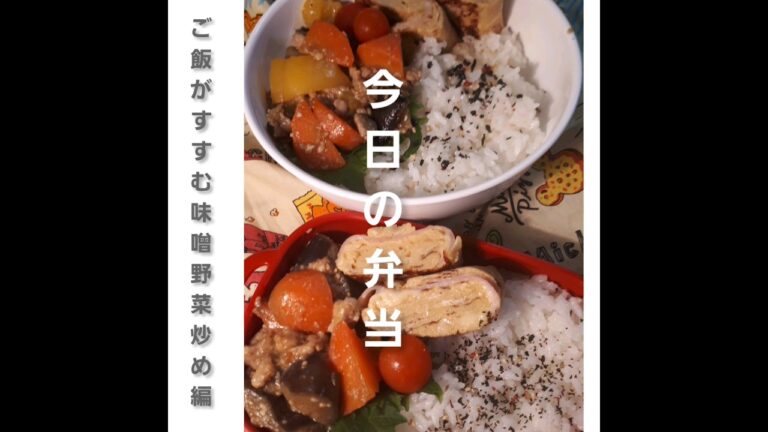 【お弁当作り】＃short動画＃野菜の味噌炒め＃　パプリカと茄子と人参で栄養満点弁当！